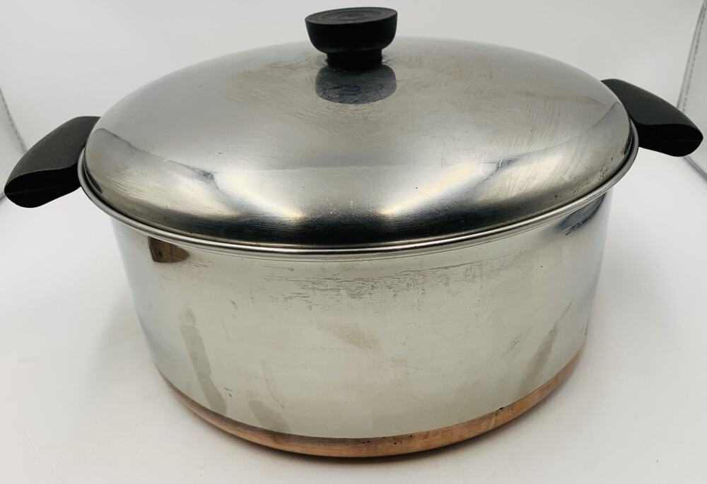 Old Revere Ware 1801 Copper Bottom 6 Quart Pot with Lid Vintage Pre-1968 Patent